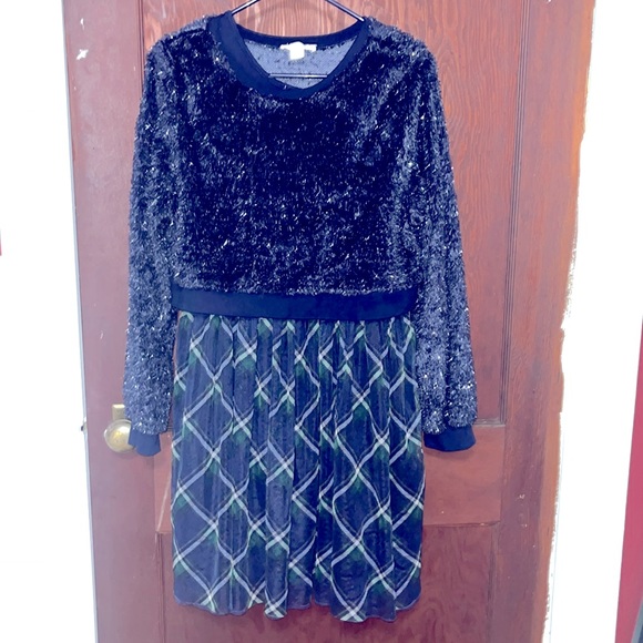 Navy Blue Plaid Dress - Picture 4 of 5